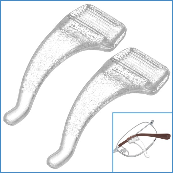 2pcs 34mm Ear Hook Holder Gripper Clear Silicone Glasses Anti Non Slip End Arm Eyeglass Tip Frame Reading Specs Spectacles Piece Part Insert