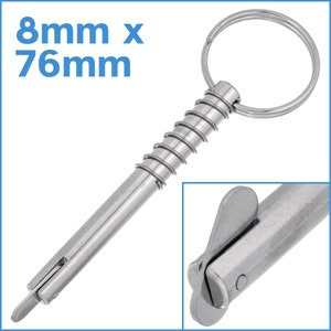 8mm x 76mm Spring Loaded Lock Pin 316 Stainless Steel Quick Release Self Locking With Keyring Clevis Fasten Push Pull Marine Security Tool
