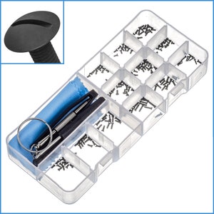 150pcs Black Flat Head Micro Screw Set M1.4 1.4mm M1.2 1.2mm Screwdriver Tweezer Hinge Nose Pad Glasses Specs Frame Fix Slot Mini Tiny Tool