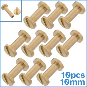 10 Sets 10mm x 4mm Chicago Brass Bookbinding Screws Slotted Flat Head Cap Binding Post Fastening Rivet Snap Photo Album Nail Bolt Insert