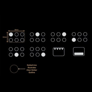 Texte blanc 6 étiquettes auto-adhésives pour cuisinière avec fond transparent, boutons de cadran symboles interrupteur autocollants four remplacement table de cuisson gaz