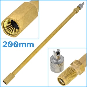 200mm Schrader Valve Brass Extension Pole With Cap Truck Car Wheel Tire Straight Tube Adaptor Extender Accessory Air Pressure Rod Part Tool