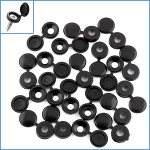 20pcs Black Plastic Screw Cap Hinged Button Cover For Hide Flat or Pan Head Up To 4mm Diameter Bolt Protect Fold Furniture Decorative