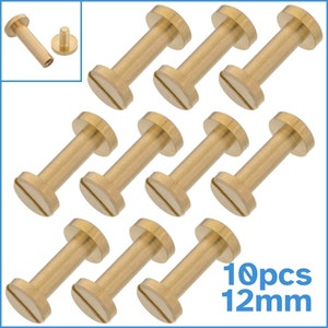 10 Sets 12mm x 4mm Chicago Brass Bookbinding Screws Slotted Flat Head Cap Binding Post Fastening Rivet Snap Photo Album Nail Bolt Insert