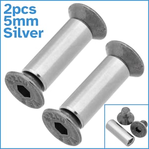 2pcs 5mm Grey Flat Head Screw Bolt Rivets For Knife Handle Hex Forming Fastening Lock In Pin Shaft Blade Tube Bar Rod Fix Shaft Frame DIY