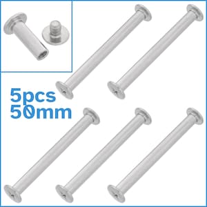 May include: Five silver-toned, 50mm long, threaded, round-headed,  screws with a flat head.