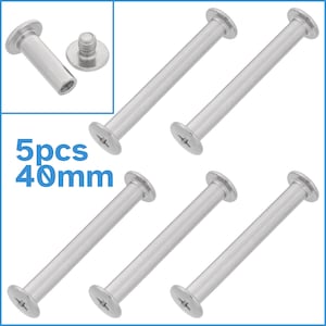 May include: Five silver-toned, 40mm long, threaded standoffs with a flat head and a Phillips head screw.