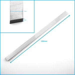 May include: A silver metal blade with a 5mm wide and 15mm long tip. The blade is 200mm long.