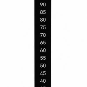 May include: A vertical black rectangular temperature strip featuring white printed numbers from 25 to 100 in increments of 5, topped with the symbol &deg;C. The design is clean and functional, displaying a clear numerical scale for temperature monitoring.