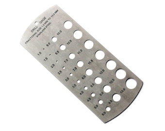 Drill Wire Gauge 1 - 13 mm Metric 0.5mm Increment Diameter Sizer Stainless Steel Marked Fraction Measure Ruler Thick Hole Plate Bit Tool Set
