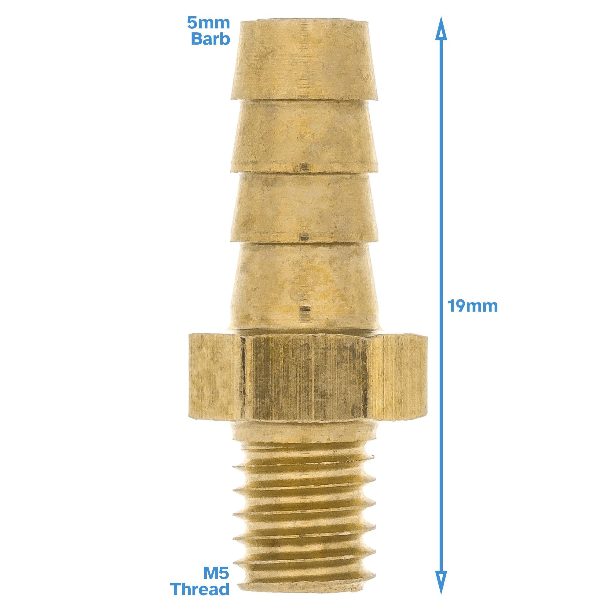 Brass Fitting 5mm Barb M5 Metric Male Thread Hose Tail End Threaded ...