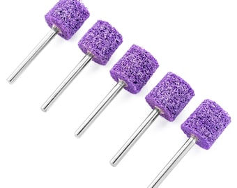 5pcs 800 Grit Nylon Brush Wheel 3mm Shank Rotary Drill Bit Purple Abrasive Grinding Polishing Buffing Cleaning Removing Metal Work Tool Set