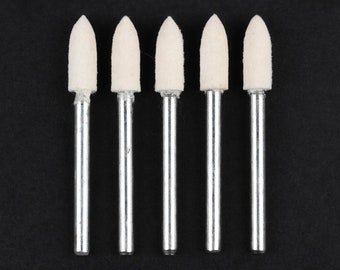 5pcs 5mm Cone Bullet Hard Wool Felt Bits 3mm Shank Polish Polishing Buffer Buffing Grinder File Mount Rotary Drill Firm Tip Tipped Tool Set