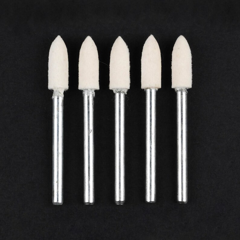 5pcs 5mm Cone Bullet Hard Wool Felt Bits 3mm Shank Polish Polishing
