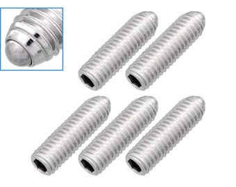 5pcs M6 x 30mm Threaded Ball Spring Plunger Stainless Steel 25N Max Load Screw Bolt Hex Socket Point Grub Indexing Positioning Loading Tool