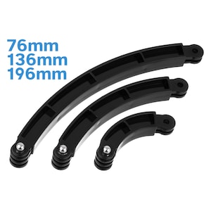 3pcs 76mm 136mm 196mm Curved Extension Pole Plastic Helmet Connecter Action Camera Mount Selfie Stick Rod Arm Adjustable Holder Part Set