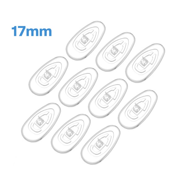 10pcs 17mm x 8mm Tapered Oval Nose Pads Clear Silicone Eyeglass Glasses Reading Specs Spectacles Anti Non Slip Screw In On Fix Replace Part