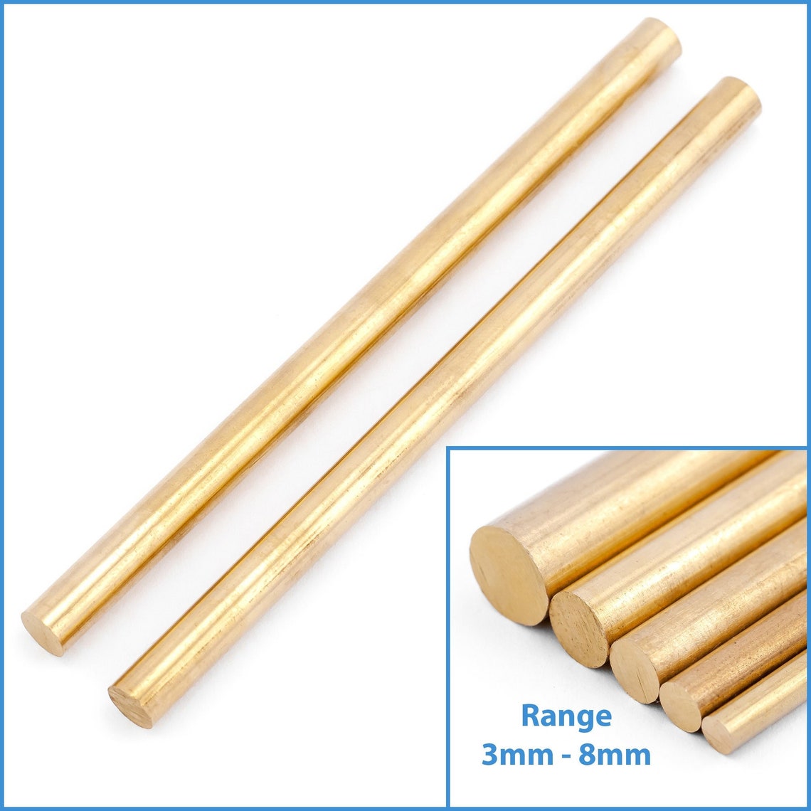 Brass Rivets Handle 2pcs 6mm X 100mm Solid Brass Rivet Knife Handle Rod Bar Fastening ...