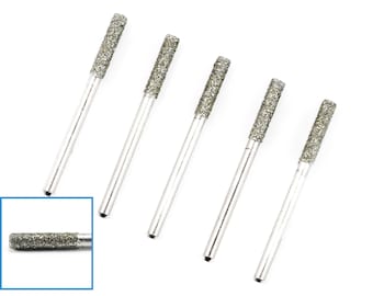 5 Stück 50 Grit Coarse 3 mm Zylinderkopf Diamantfräser 3mm Schaft Schleifen Polieren Edelstein Stein Datei Spitze Spitze Spitze Drehbohrer Werkzeug-Set