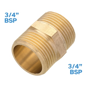 3/4&quot; BSP Male To 3/4&quot; BSP Male Brass Pipe Fitting 32mm Coupler Hex Threaded Tube Connector Adaptor Joiner Reducer Piping Water Gas Oil Fuel