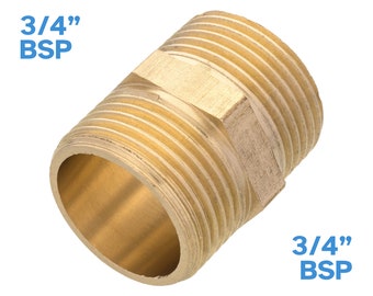 3/4" BSP Male To 3/4" BSP Male Brass Pipe Fitting 32mm Coupler Hex Threaded Tube Connector Adaptor Joiner Reducer Piping Water Gas Oil Fuel