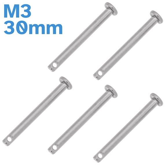 5pcs M3 3mm X 30mm Clevis Pin 304 Stainless Steel Single Hole Flat