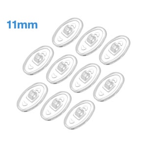 10pcs 11mm x 6mm Oval Nose Pads Clear Silicone Eyeglass Glasses Reading Specs Spectacles Anti Non Slip Pinhole Screw In On Replacement Part