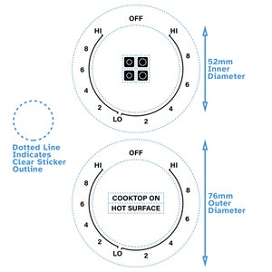 Étiquette auto-adhésive pour brûleurs de table de cuisson à 2 cadrans, impression noire, dos transparent pour Samsung, autocollants pour interrupteur à bouton de plaque de cuisson, cuisinière à gaz de remplacement