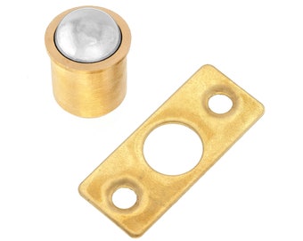 1 Set 12.5mm Brass Plated Ball Catch With Strike Plate Cabinet Sliding Door Stopper Wardrobe Cupboard Lock Closer Latch Fitting Fixing Tool
