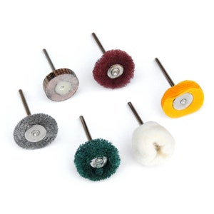 6pcs Mixed Cloth Wool Steel Wheel 3mm Shank Polish Polishing Buffer Buffing Sanding Cleaner Pad Brush Rotary Drill Tip Tipped Bit Tool Set