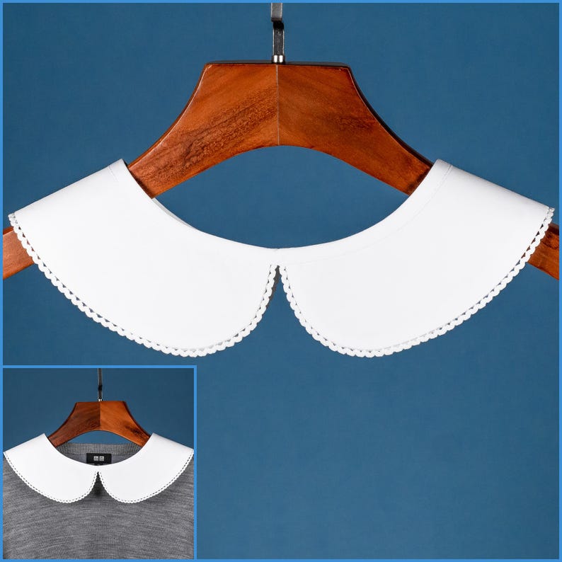 Round Collared White Cotton Peter Pan Rounded Round Patterned Decorative Collar for ...
