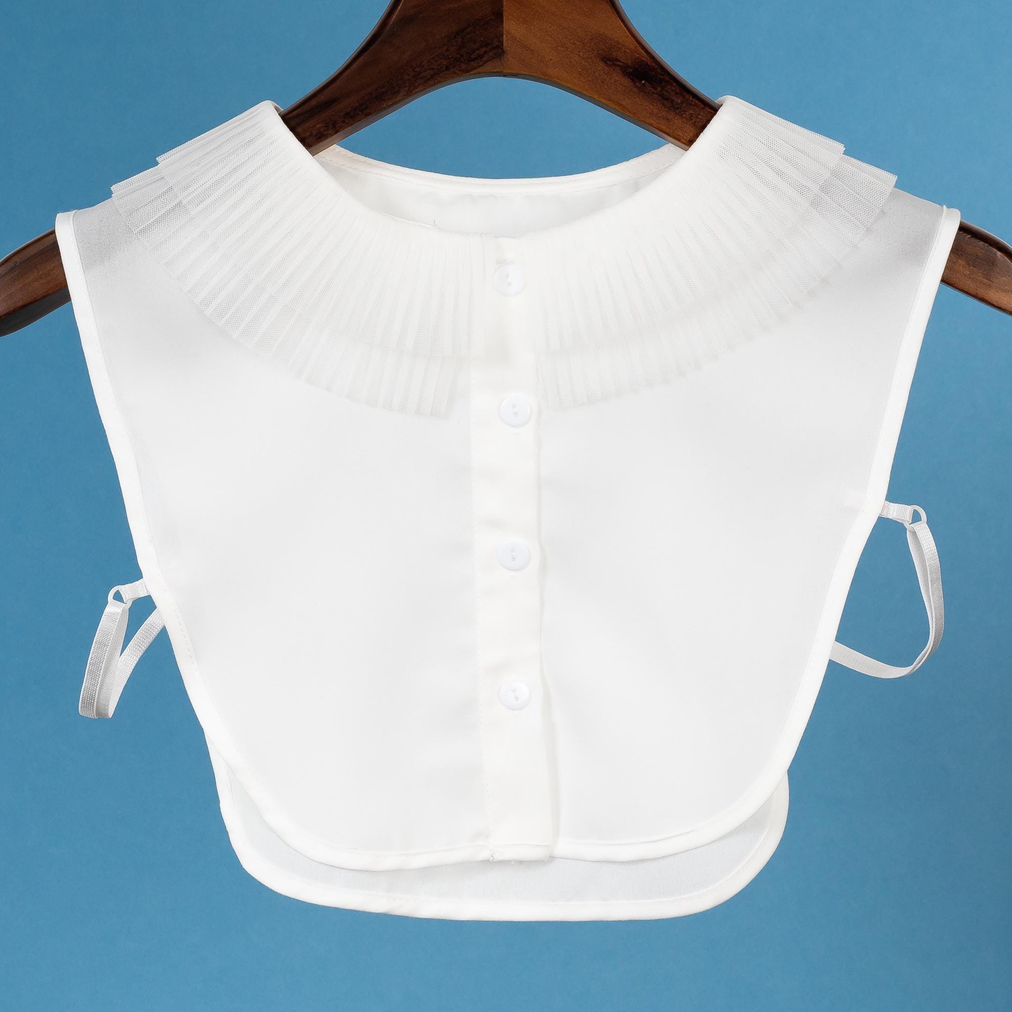 Fan As Ruffles White False Peter Pan Sheer Ruffle Pleated Fan Round Collar Crepe Body ...