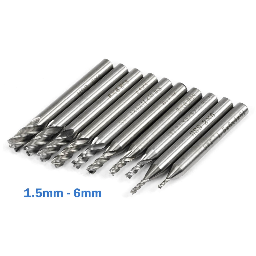 10pcs 1.5mm 6.0mm HSS 4 Flute Twist Drill Bit Straight 6mm Etsy