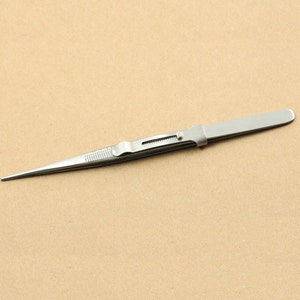 Rechte neus Pincet Duim Schuif Vergrendelen Sieraden Horlogemaker Zelf Sluitend Puntig Oppakken Edelsteen Diamant Juwelier Horloge Maken Tool