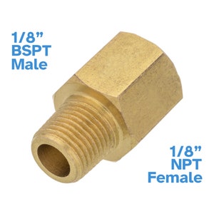 May include: Brass 1/8 inch BSPT male to 1/8 inch NPT female adapter fitting.