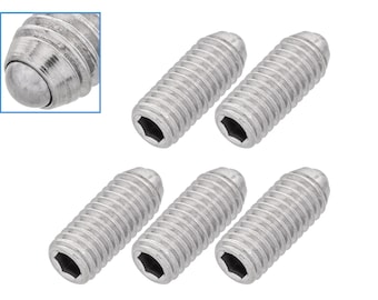 5pcs M5 x 12mm Threaded Ball Spring Plunger Stainless Steel 20N Max Load Screw Bolt Hex Socket Point Grub Indexing Positioning Loading Tool