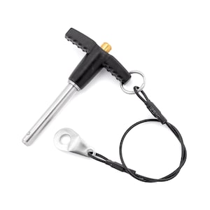 May include: A black T-handle pin with a silver metal pin and a black cord with a metal ring. The cord is labelled "125°C".