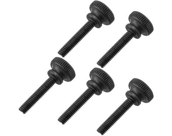 5 tornillos de mariposa negros M4 x 20 mm con cabeza moleteada de acero al carbono, para apretar y aflojar la tuerca, abrazadera de bloqueo, perno moleteado roscado, herramienta de apriete.