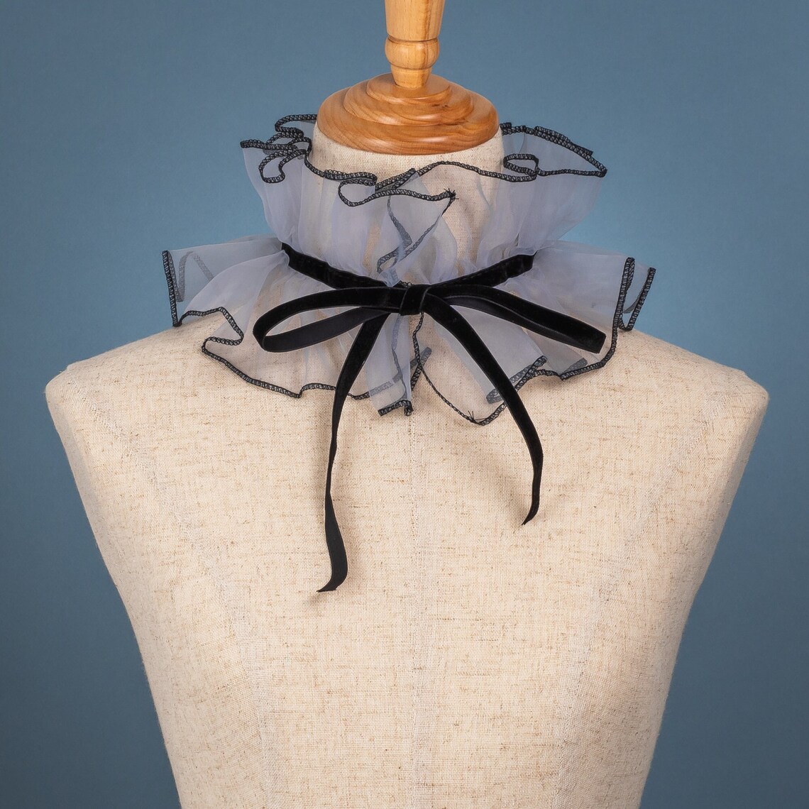 Gray Ruffled Organza False Collar Polyester Vintage Victorian Design ...