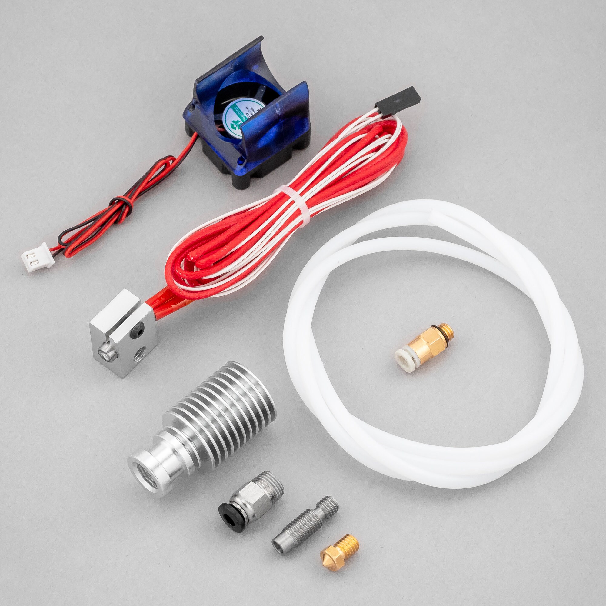 3D Printer Brass Nozzle Kit 0.4mm/1.75mm Extruder Heating Wire Heat Sink Nozzle Thermistor PTFE Tube V6 Hotend 24V Terminal Printing Part