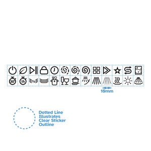 26pcs Dishwasher Symbols Self Adhesive Control Panel Label - Black Print with Clear Background - Switch Button Decal Functions Sticker