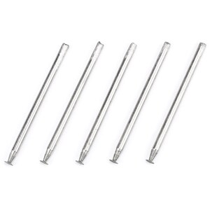 May include: Five silver-colored metal drill bits with a small, round, diamond-shaped tip on each bit.
