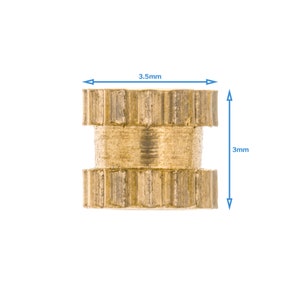 May include: Brass threaded insert with a 3.5 mm diameter and 3 mm height.