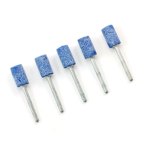 5pcs 10mm Cylinder Chrome Corundum Burr Abrasive Ceramic Stone 3mm Shank Polishing Grinding Buffing Rotary Drill Bit Bur File Mount Tip Tool
