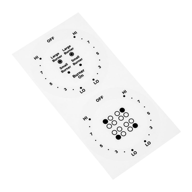 2 Dials Hilo Lohi Cooktop Burner Self Adhesive Label Black Print