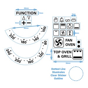 Black Text 80-240 100-220 Degree Clockwise Dial Temperature Function & Symbol Label, Stove Sticker Self Adhesive Knob Switch Gas Hob Oven