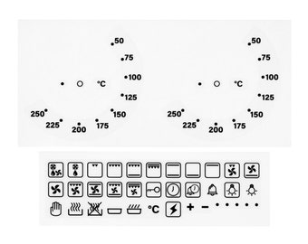 Combo 36pc Symbols & 50-250 Degree Oven Dial Switch Stove Cooktop Sticker Label - Foto 12