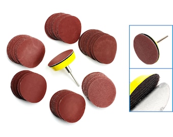 60 szt. 50 mm podkładek ściernych z trzpieniem 3 mm podkładka pod narzędzie - 6 rozmiar ziarnistości szlifierka papier ścierny papier ścierny ścierny polerowanie podkładka wiertarka obrotowa