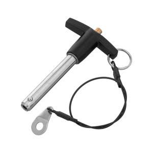 9.5mm x 50mm Ball Lock Pin With Cable & Black T Head Stainless Steel Quick Release Self Locking Fasten Push Pull In Out Shaft Security Tool