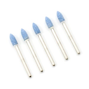 5pcs 5mm Cone Chrome Corundum Burr Abrasive Ceramic Stone 3mm Shank Polishing Grinding Buffing Rotary Drill Bit File Taper Mount Tip Tool